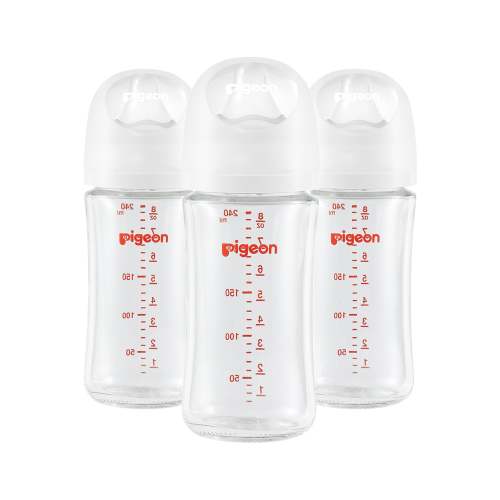 Pigeon Wide Neck Nursing Bottle 8oz/240ml Glass 3pc with M nipple