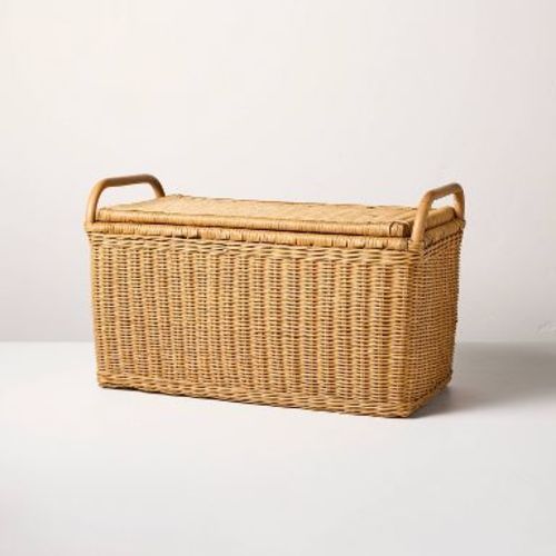 Large Rattan Storage Basket with Lid&nbsp; - Hearth & Hand™ with Magnolia