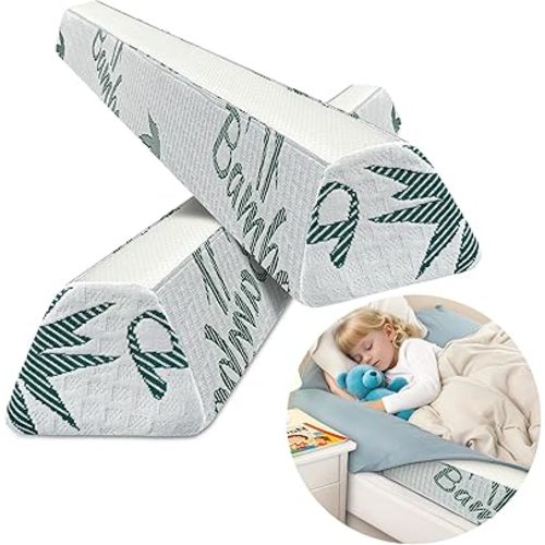 Baby Bed Bumpers for Toddlers, Foam Bed Guard Rail for Kids Bed Twin Full Queen King Size Bed, 2 Pack