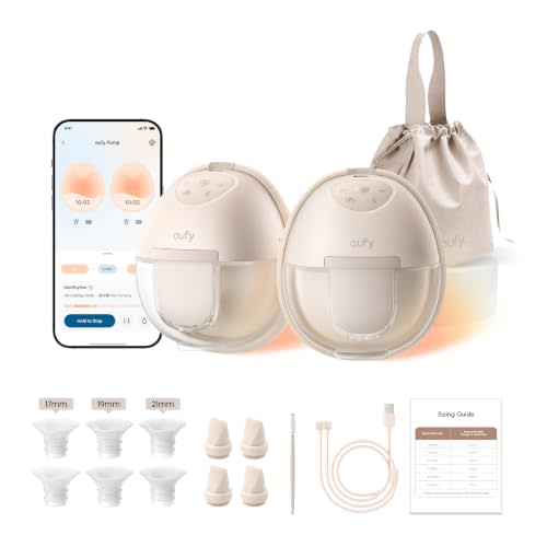 eufy Heated Wearable Breast Pump S1, HeatFlow, Hands-Free | HeatFlow, App DIY Rhythm, Powerful 300mmHg, 30% More Output, 46dB Quiet, BPA-Free
