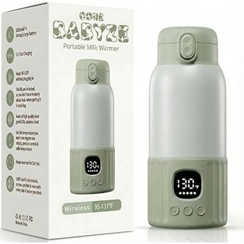 Portable Bottle Warmer 12.8oz – Baby Bottle Warmer for Breast Milk & Formula, Fast Heating with Smart Temperature Control, Long Battery Life, Cordless for Travel, Car & Outdoor Baby Feeding