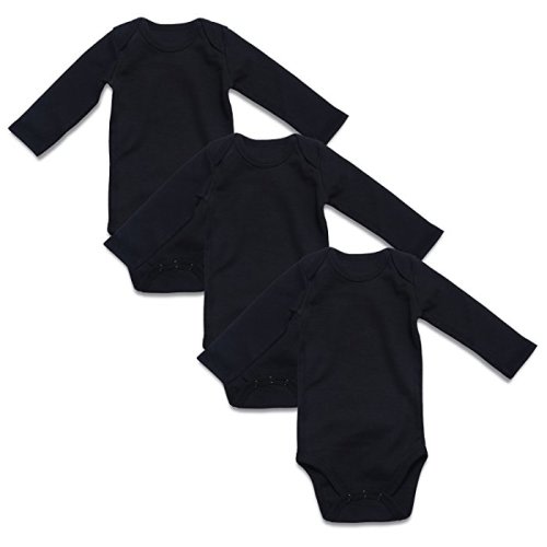Place Unisex Baby Bodysuits 100% Cotton Boys Girls 0-24 Months - 0-3 Months - Black L 3 Pack