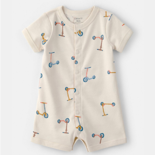 Baby Boy Scooter Short-Sleeve Romper - Cream | Carter's