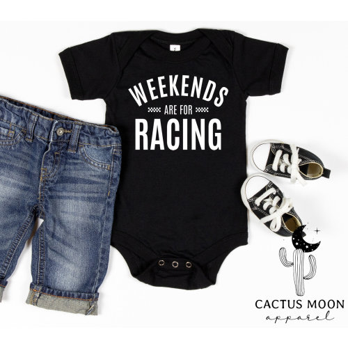 Weekends Are For Racing Infant Bodysuit Toddler Shirt or Youth T-Shirt, Kids Race Day Shirt, Dirt Bike BMX Moto Stock Car and Drag Racing