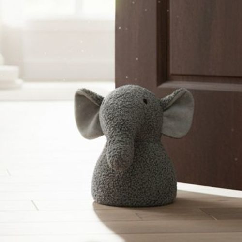 Evideco Decorative Elephant Door Stopper Heavyweight 2.3 lb. Fabric Holder Gray