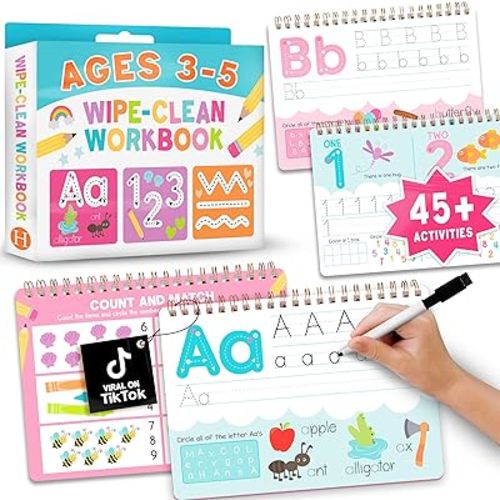 Hadley Designs Preschool Learning Activities - Dry Erase Letter Tracing for Kids Ages 3-5, Preschool Workbooks Age 3-4, Dry Erase Writing Practice for Kids Age 3-5, ABC Tracing Books for Kids Ages 3-5