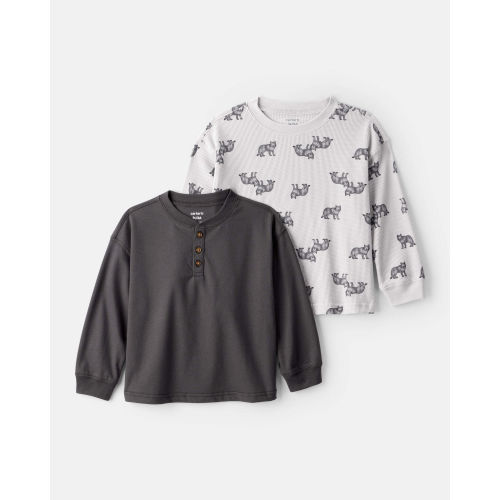 Toddler Boy 2-Pack Long-Sleeve T-Shirts - Grey/Black - Carter's | Carter's