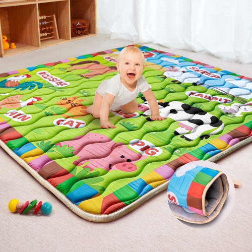 Beavtaens Baby Play Mat for Floor, Foam 50"x50"x1" Playpen Mat, Thickened & Non-Slip, for Ages 0-4