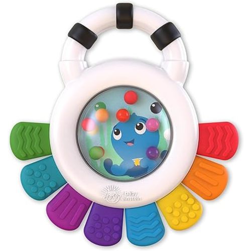 Baby Einstein Outstanding Opus The Octopus Sensory Rattle & Teether Multi-Use Toy, BPA Free & Chillable, 3 Months & up, Multicolored