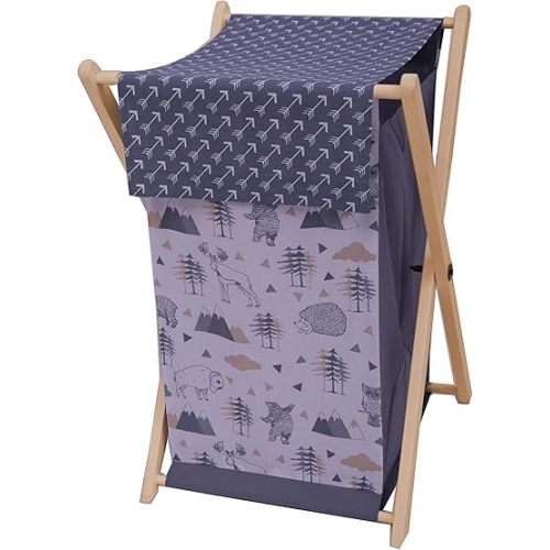 Bacati Woodlands Grey/Beige Neutral Cotton Hamper, Beige/Grey
