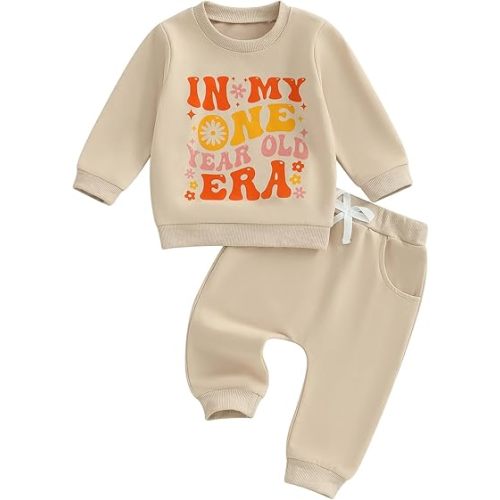 WZTYYDS Baby Girl First Birthday Outfit In My One Year Old Era Sweatshirt Fall Long Sleeve 1st Birthday Shirt Pants Set