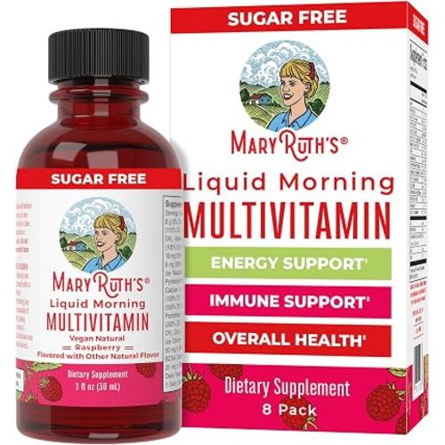 MARYRUTH'S Liquid Morning Multivitamin for Women, Men & Kids | Vitamin A C D E B6 B12 Biotin Zinc | Beauty | Vegan | Non-GMO | Gluten Free | 32 Servings