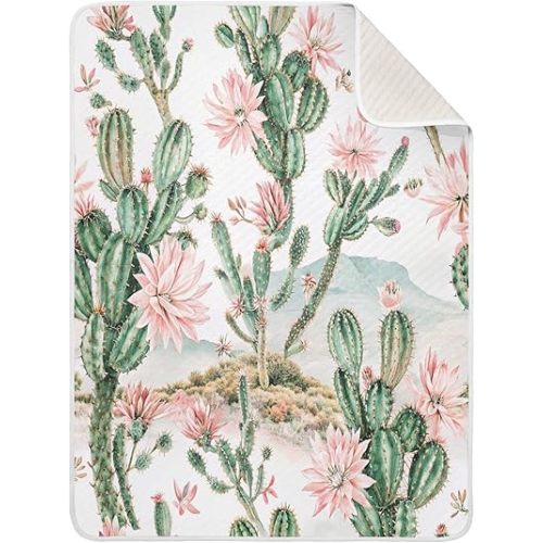 Cactus Baby Blanket for Girls Boys Soft Warm Reversible Infant, Newborn, Toddler Receiving Blanket Unisex Travel Throw Blanket for Crib Stroller Nursery, 30"x40"