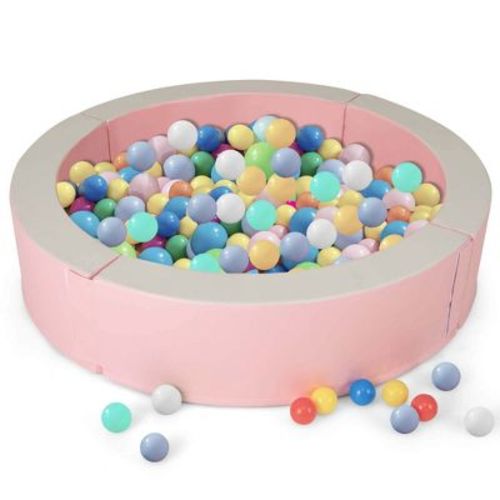 Costway 44.5" x 10" Baby Ball Pit Detachable Foam Ball Pit with 50 Colorful Ocean Balls Pink