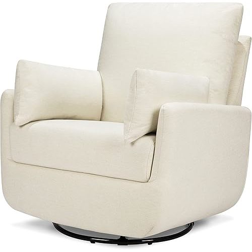DaVinci Juno 360° Swivel Rocker Chair - GREENGUARD Gold, FSC & Certi-PUR US Certified - Spacious & Cozy Rocking Glider - Glider Rocking Chair for Nursery & Living Room - Vanilla with Metal Base