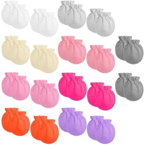 18 Pairs Newborn Baby Cotton Mittens No Scratch Gloves Newborn Mittens Infant Toddler Gloves for Boys Girls 0-6 Month