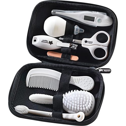 Tommee Tippee Baby Healthcare and Grooming Kit, 9X Essential Newborn Care Items for Home and Travel, Wipe-Clean and Waterproof Travel Case