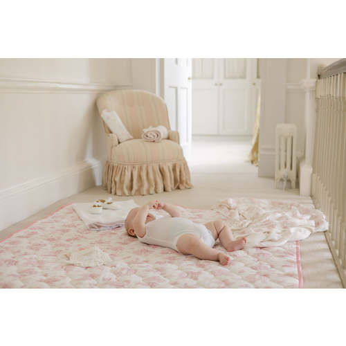 Spring Toile Pink Quilted Playmat - Organic Cotton Baby Playmat – The Gilded Bird US
