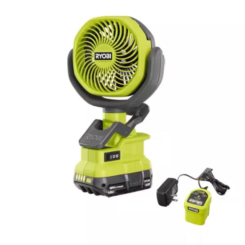 RYOBI ONE+ 18V Cordless 4 in. Clamp Fan Kit with 1.5 Ah Battery and Charger PCF02KN