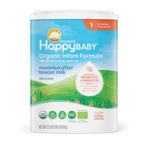 HAPPY BABY Stage 1, 0-12 Months, Organic Infant Formula, 22.9oz (1 Pack)