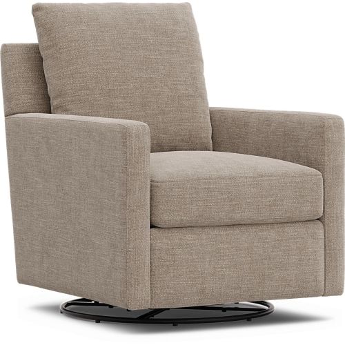 Tempo Modular Beige Chenille Fabric Swivel Glider