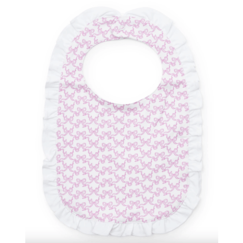 Ruffled Girls' Bib - Pretty Pink Bows