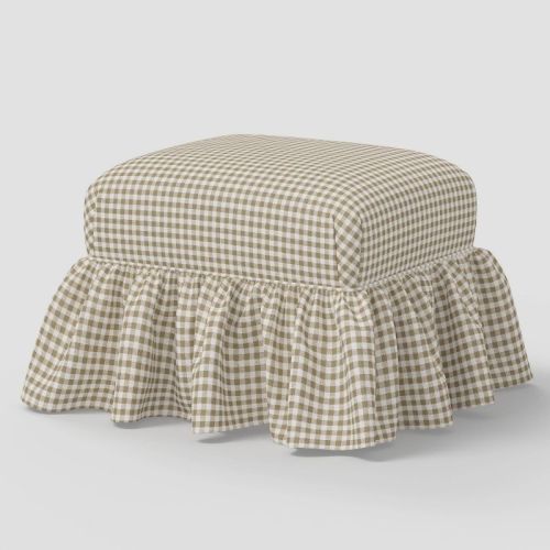 Ruffle Skirt Ottoman Kale Gingham Taupe Cream - Threshold™ designed with Studio McGee