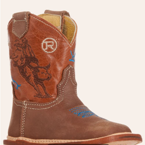 Roper Infant Brahma Bull Brown Faux Leather Wide Square Toe Cowboy Boots | Cavender's