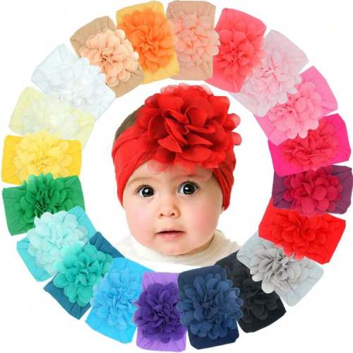 20 Colors 4 Inch Chiffon Flower Baby Girls Headbands Soft Elastic Nylon Hairbands For Newborn Infant Toddler Girls Kids | SHEIN USA