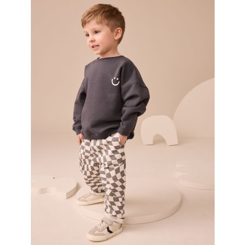 Charcoal Checkerboard Long Sleeve T-Shirt & Trousers Set (3mths-7yrs)