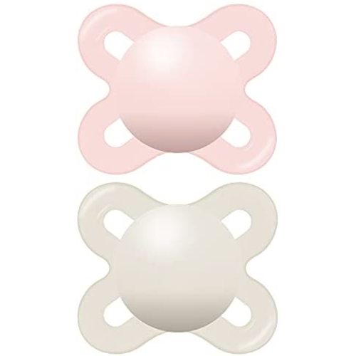 MAM Original Start Matte Newborn Baby Pacifier, Best Pacifier for Breastfed Babies, Sterilizer Case, Girl, 0-3 Months (Pack of 2)