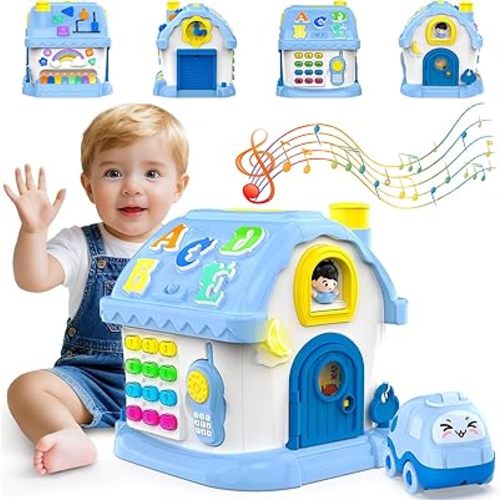 Montessori Toys for 1 Year Old Boy Gifts, 12-in-1 Musical House Educational Baby Toddler Boy Toy Age 1-2, First Birthday Easter Gift for Boy Girl 6-12 12-18 6-24 Months, Blue