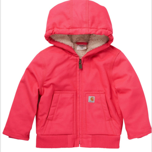 Girls' Zip Front Canvas Insulated Hooded Active Jac (Baby/Toddler) | Pink Clothing & Gear | Carhartt