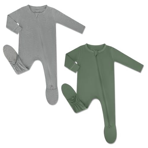 HAPIU Rayon from Bamboo Baby Footed Pajamas, 2 Way Zipper YKK, Footie for Baby Boy Girls, Newborn-24 Months
