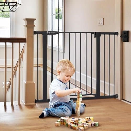 FINAL SALE COMOMY 30" Auto-Close Baby Gate 29.5–43.3" Wide (Black)
