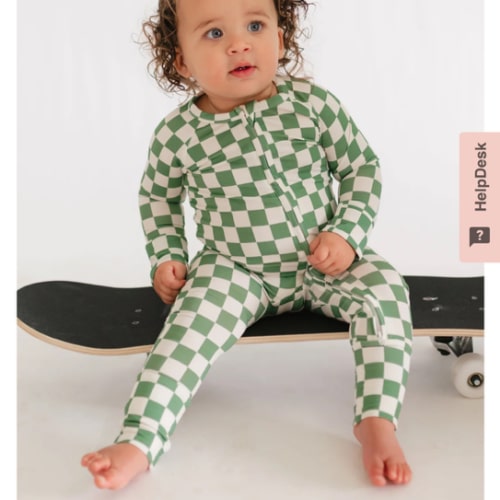 Infant Romper in Green Checkered – Silks