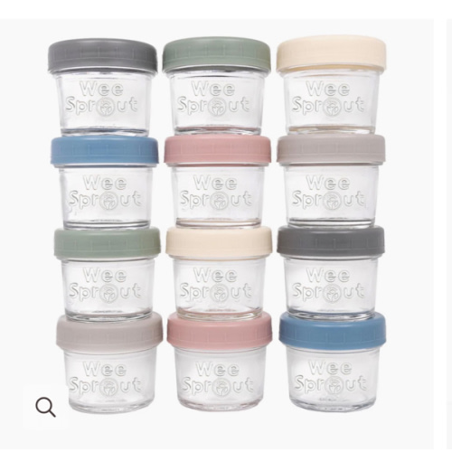 WeeSprout | Glass Baby Food Jars Airtight Containers with Lids | 4 oz
