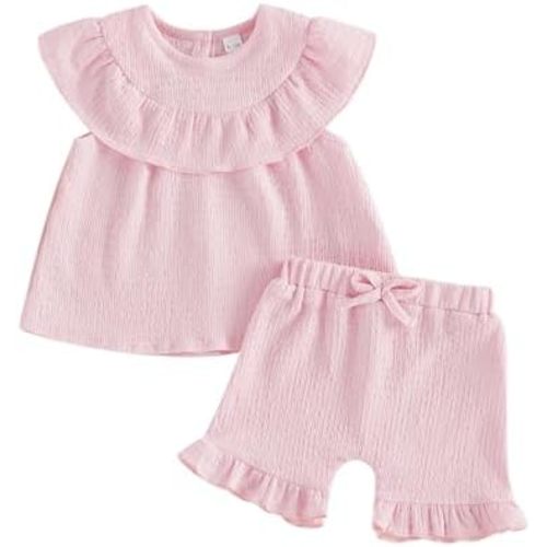 BemeyourBBs Summer Toddler Girl Clothes Baby Girl Ruffle Sleeveless Shirt and Bloomers Shorts Set Cute Outfits