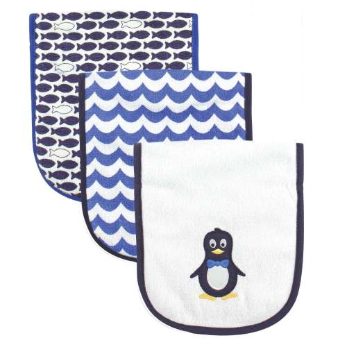 Luvable Friends Cotton Burp Cloths with Fiber Filling, Mr. Penguin