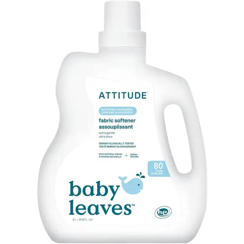ATTITUDE Baby Laundry Fabric Softener Liquid, Vegan and Naturally Derived Detergent, Plant Based, HE Washing Machine Compatible, 80 Loads, Chamomile, 67.6 Fl Oz (AMAZON EXCLUSIVE)