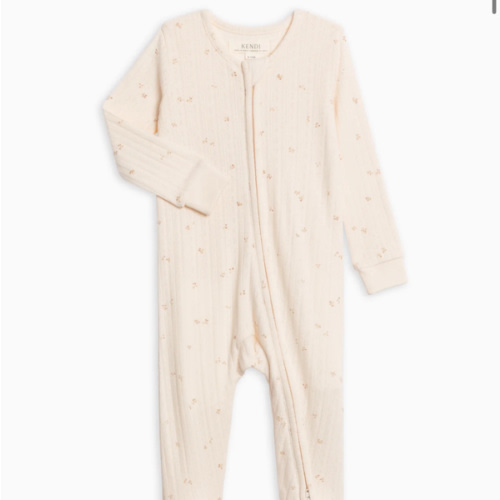 Maya Brushed Back Pointelle Footed Zipper Sleeper