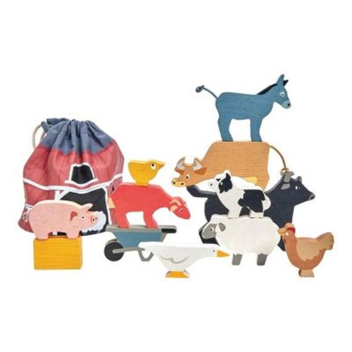 Tender Leaf Wooden Stacking Farmyard Animals