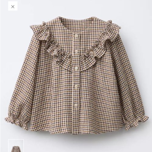 PLAID RUFFLE BLOUSE - taupe brown | ZARA United States
