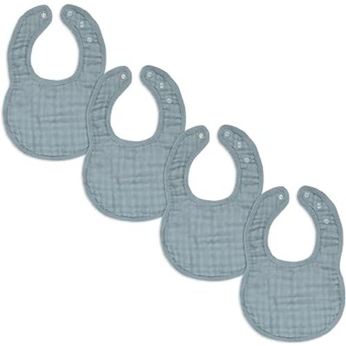 Comfy Cubs Muslin Bibs, Pack of 4 - Cotton Bibs - Pacific Blue