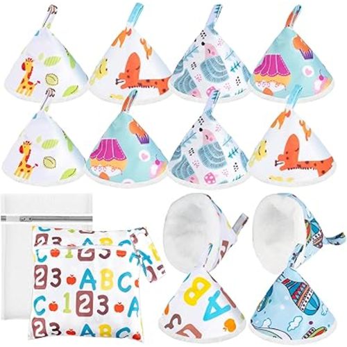 12 Pcs Pee Covers for Baby Boys, Reusable Flannel Peepeeteepe Baby Boy with Hanging Loop, Strong Absorbent Pee Shield Pee Tent for Diaper Changes, Extra Storage Bag Wash Bag (B)