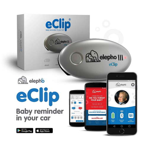 Elepho, Silver, eClip Baby Infant Travel Reminder Car Seat Alarm - Battery Operated - Pack of 1