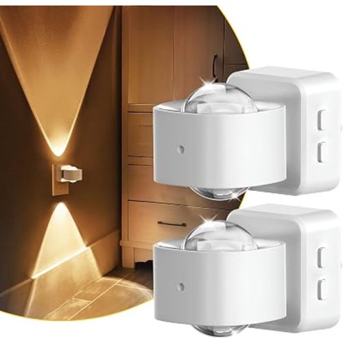 L LOHAS LED Night Lights Plug into Wall, Night Light Projector, Dusk to Dawn Sensor, Rotating White Nightlight for Kids, Soft White Ambient Lighting for Bathroom, Gaming Room, Gifts,2 Pack