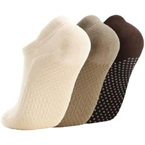 Grip Socks Pilates Socks with Grips for Women with Cushion Cotton Non Slip Grippers Womens Gifts