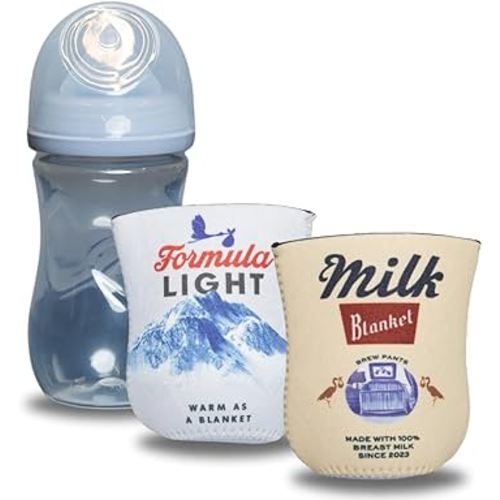 American Beer Themed Coozies for Baby Bottles - Funny Gift for New Parents & Baby Showers - (2 Premium Designed Neoprene Coozies + BPA/Lead/Phthalate Free Bottle Included) (Design 3)