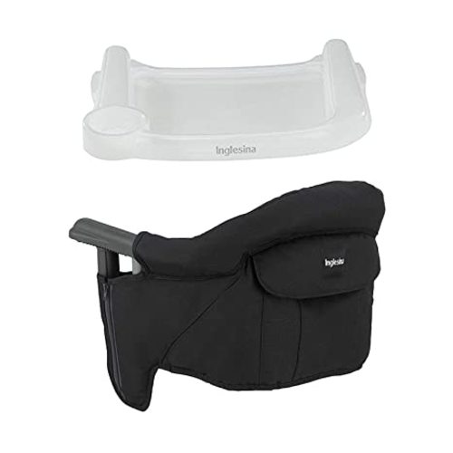 Inglesina Fast Table Chair + Fast Dining Tray Plus - Award-Winning Baby High Chair - Use at Most Tables or Restaurants Without Leaving Scratches, Black